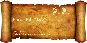 Hans Máté névjegykártya